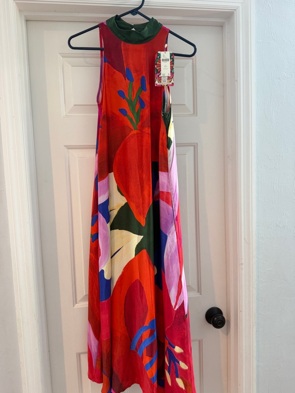 FARM Rio at anthropology Red Floral Maxi Dress with Multicolor Print